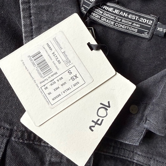 Nocturne Black Cropped Denim Jacket XS/S NWT 100% Cotton Boxy Trucker - Picture 7 of 7